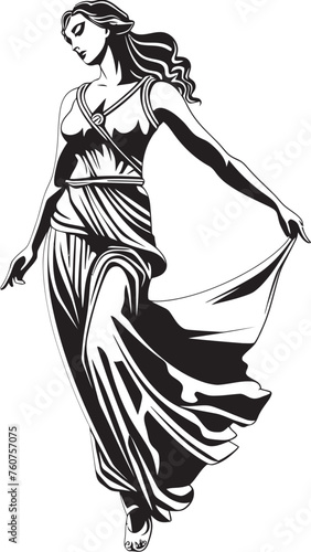 Mythical Maiden Iconic Emblem of Ethereal Beauty Athenas Radiance Vector Design of Greek Beauty