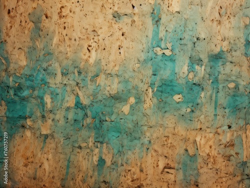 Teal cork wallpaper texture, cork background © Zickert