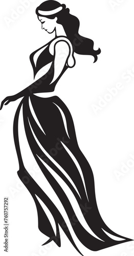 Pantheon Princess Iconic Emblem of Greek Goddess Mythical Muse Vector Design of Ethereal Beauty