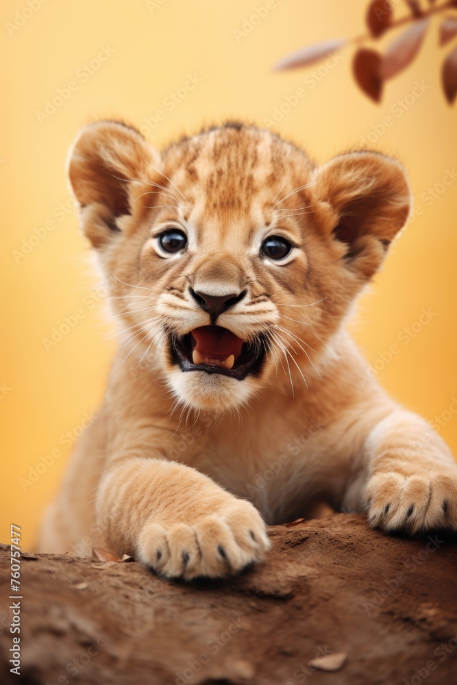 Minimalistic cute lion cub with a funny expression AI generated illustration Minimalistic cute lion cub with a funny expression AI generated illustration