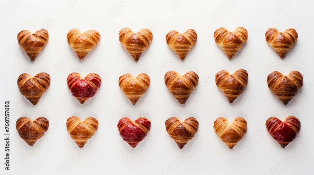 Neatly arranged minimalist flat lay of Valentines Day homemade pastries AI generated illustration Neatly arranged minimalist flat lay of Valentines Day homemade pastries AI generated illustration