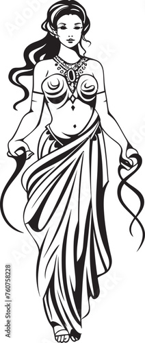 Olympian Elegance Vector Design of Greek Goddess Mythical Maiden Iconic Greek Woman Emblem