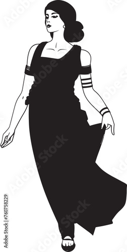 Hellenic Muse Vector Logo of Ancient Beauty Grecian Grace Emblematic Icon of Greek Woman