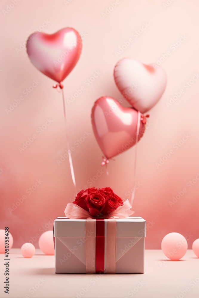 Valentines Day gift presentation on a minimalist background AI generated illustration Valentines Day gift presentation on a minimalist background AI generated illustration