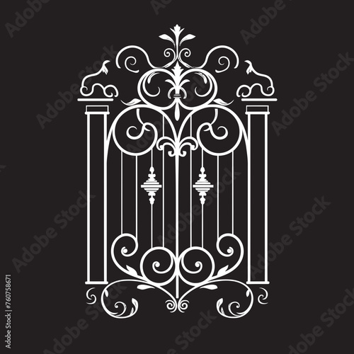 Vintage Defense Antique Metal Gate Iconic Emblem Rustic Rampart Vector Representation of Old Metal Gate