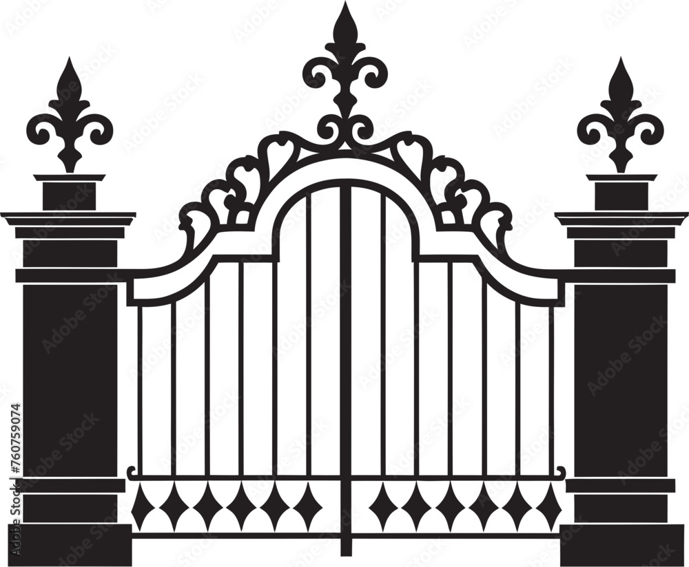 Time Honored Gateway Vector Logo of Antique Metal Gate Vintage Passage Emblematic Icon of Metal Gate Design Time Honored Gateway Vector Logo of Antique Metal Gate Vintage Passage Emblematic Icon of Metal Gate Design