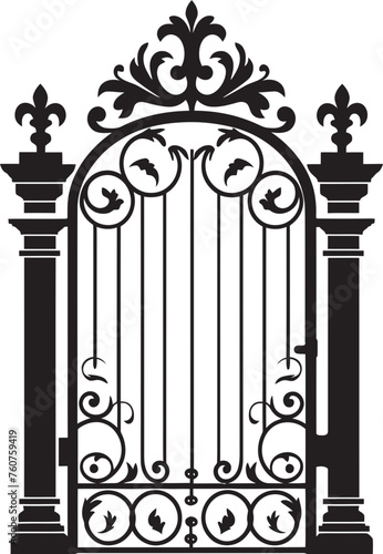 Historic Archway Emblematic Icon of Vintage Metal Gate Nostalgic Passage Vector Representation of Antique Metal Gate