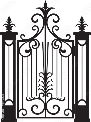 Ancient Archway Vector Representation of Metal Gate Rustic Portal Antique Metal Gate Logo Design