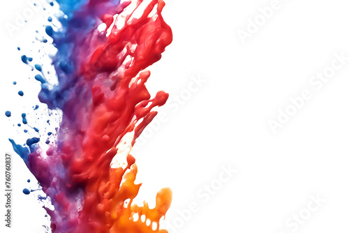 Paint stroke. Sprays of colored paint on white. AI generated