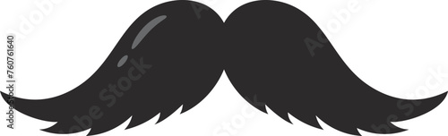 Mustache in black color. Gentleman, hipster or barbershop symbol. Retro moustache element. Vector illustration on white background.
