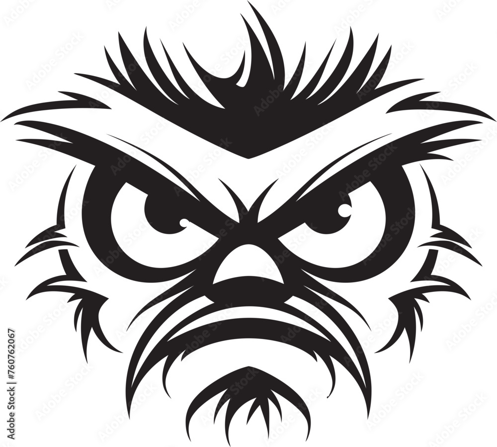 Cartoon Wrath Emblematic Representation of Angry Eye Mask Fiery Fury Vector Logo Design of Cartoon Angry Eye Mask