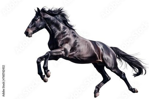 Beautiful horse is leaping into the air isolated on white or transparent background  png clipart  design element. Easy to place on any other background.