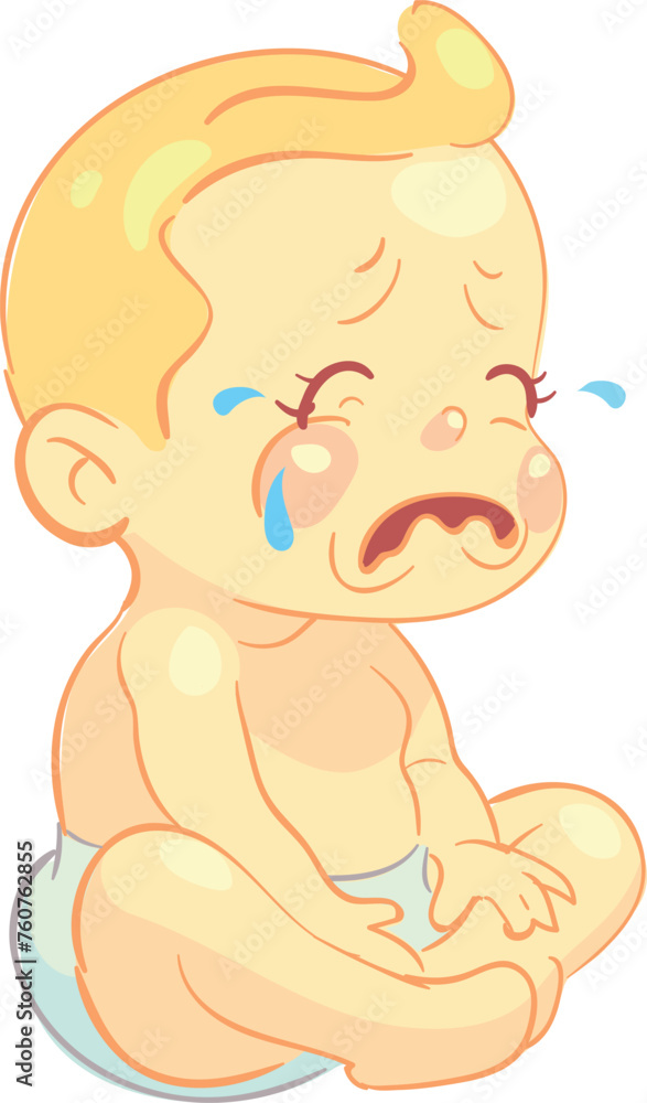 Crying toddler character. Cartoon sad unhappy baby Crying toddler character. Cartoon sad unhappy baby