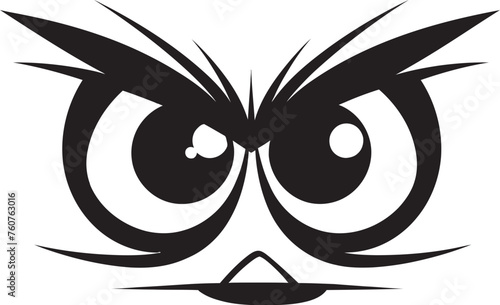 Cartoon Outburst Vector Logo Design of Angry Eye Mask Wrathful Gaze Cartoon Angry Eye Mask in Vector Logo Design