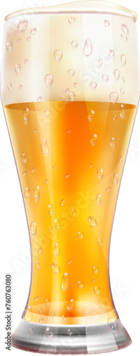 Beer glass realistic mockup. Alcohol refreshment drink