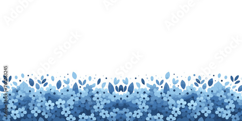 Blue watercolor flowers border isolated on a white background, floral border, Vector illustration, generative ai