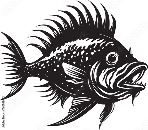Malignant Migration Evil Angler Fish Vector Emblem Serpentine Stalker Emblematic Representation of Angular Creature Fish
