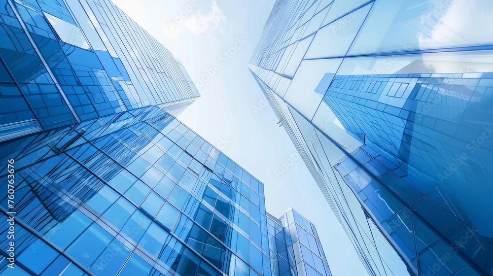 The glass Windows of modern office buildings reflect the blue sky and clouds, symbolizing the transparency of business practices. The glass Windows of modern office buildings reflect the blue sky and clouds, symbolizing the transparency of business practices.