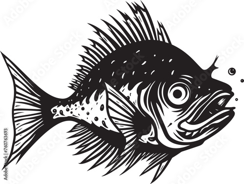 Wicked Whiskers Angular Fish Vector Logo with Evil Impression Abyssal Abomination Sinister Angular Creature Fish Icon