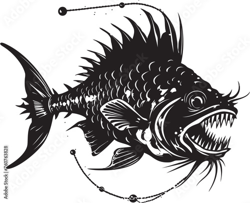 Abyssal Abomination Sinister Angular Fish Iconography Diabolical Depths Evil Angular Creature Fish Vector Symbol