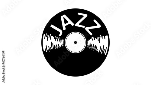 jazz emblem, music plate, black isolated silhouette