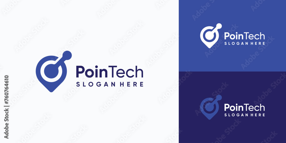 Technology connection location pin vector logo design with modern, simple, clean and abstract style. Technology connection location pin vector logo design with modern, simple, clean and abstract style.