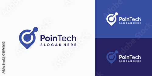 Technology connection location pin vector logo design with modern, simple, clean and abstract style.