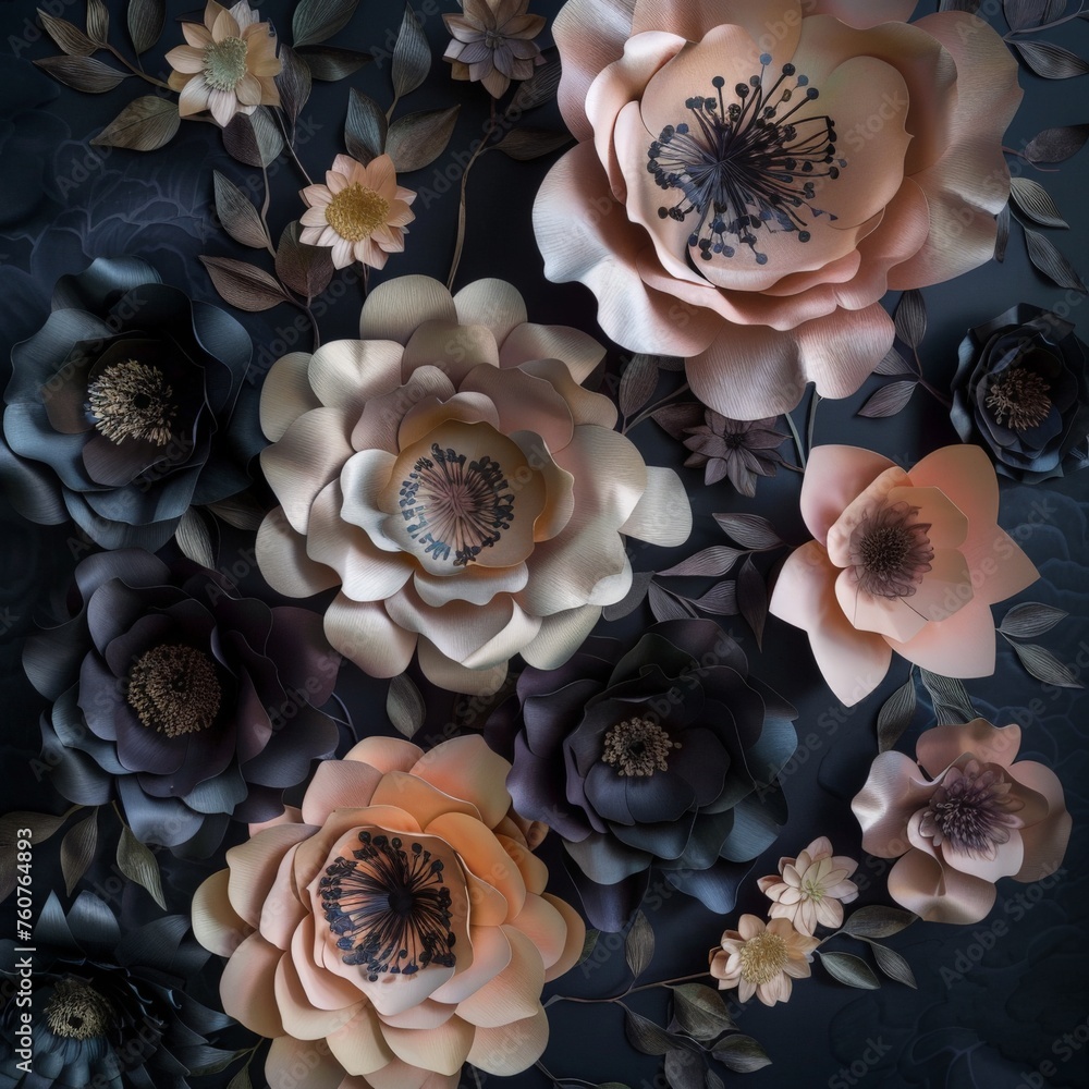 Array of Flowers on Table Array of Flowers on Table