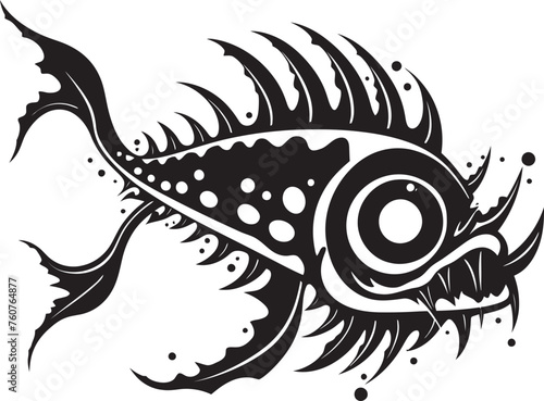 Malignant Migration Evil Angler Fish Vector Emblem Serpentine Stalker Emblematic Representation of Angular Creature Fish