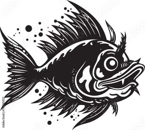 Monstrous Maelstrom Angular Creature Symbol Ghastly Guardian Sinister Fish Logo Art
