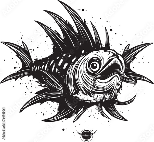 Sinister Swimmer Evil Anglerfish Vector Logo Demonic Depths Angular Fish Symbolism