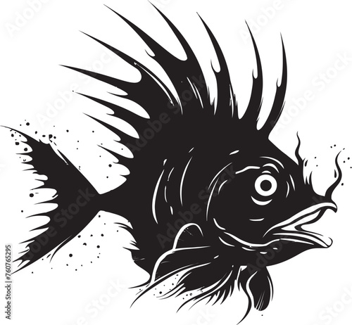 Demonic Defender Sinuous Fish Vector Design Sinister Stalker Evil Angler Logo Art