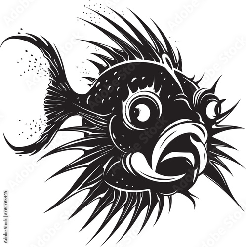 Ghostly Guardian Angular Fish Vector Art Twisted Tyrant Sinuous Creature Logo Design