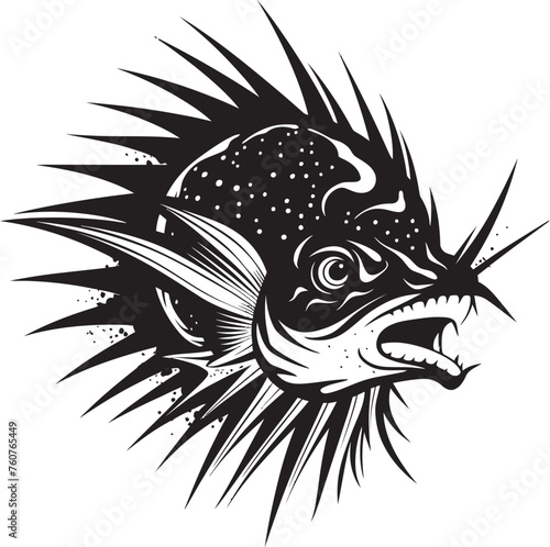 Dark Drifter Sinister Fish Iconography Ghostly Guardian Angular Fish Vector Art