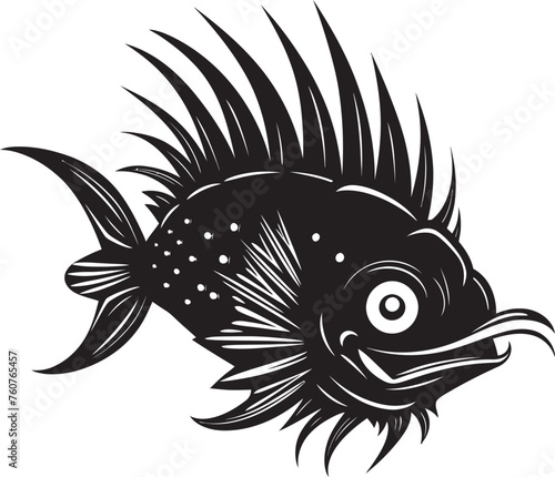 Demonic Defender Evil Anglerfish Emblem Sinister Seafarer Angular Fish Icon Design