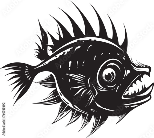 Eerie Emissary Wicked Anglerfish Emblem Demonic Defender Sinister Fish Vector Illustration