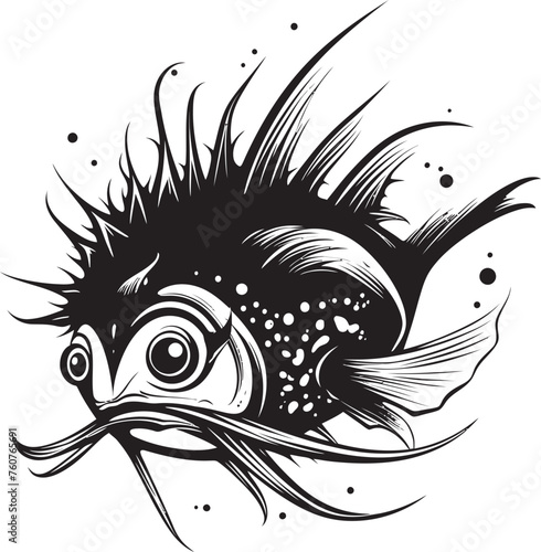 Demonic Defender Sinister Fish Vector Illustration Shadowy Sovereign Evil Angular Creature Symbolism