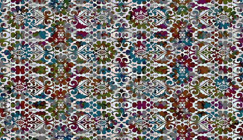 Carpet and Fabric print design with grunge and distressed texture repeat pattern  