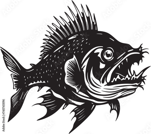 Malignant Migration Evil Angler Fish Vector Emblem Serpentine Stalker Emblematic Representation of Angular Creature Fish