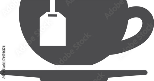 Hot tea cup black icon. Fresh drink