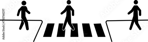 Pedestrian crossing icon. Zebra crossing. Vector icon isolated on transparent background. people crosswalk icon pedestrian symbol logo template, Person Walking In Crosswalk, Modern, simple flat vector photo