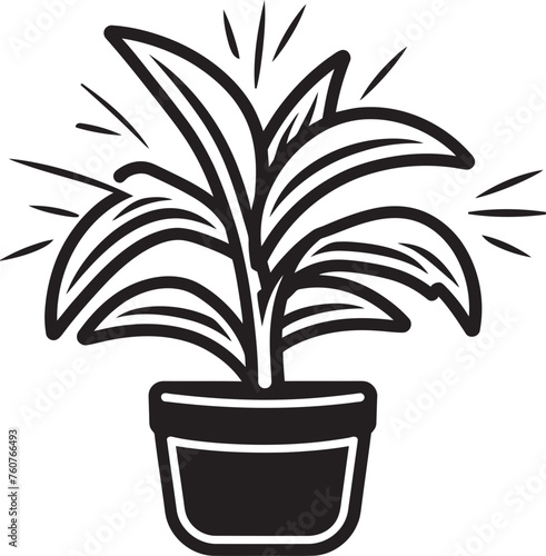 Tropical Tranquility Plant Pot Vector Symbol Jungle Gem Exotic Foliage Emblem Art