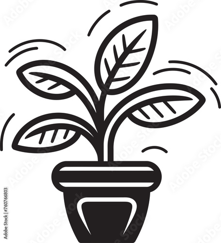 Green Gem Plant Pot Vector Concept Exotic Dream Wide Leaves Icon Art