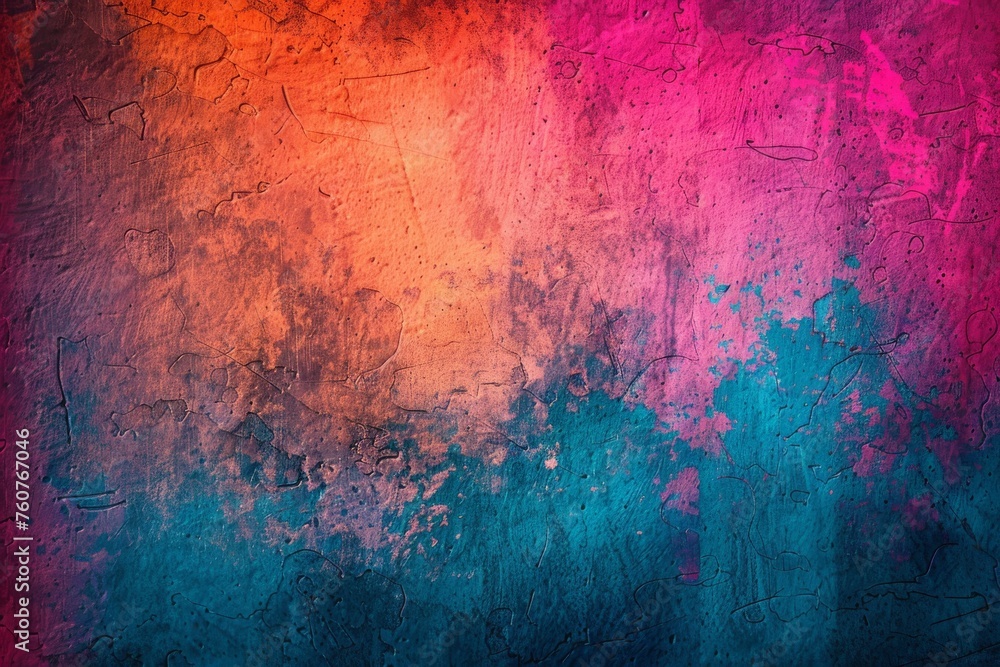 Grunge Background Texture in the Colors Electric Blue, Neon Orange and Hot Pink created with Generative AI Technology - obrazy, fototapety, plakaty 