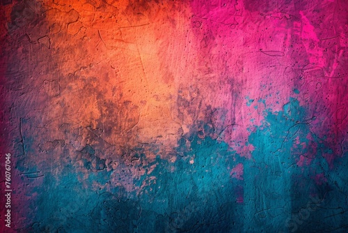 Grunge Background Texture in the Colors Electric Blue, Neon Orange and Hot Pink created with Generative AI Technology photo