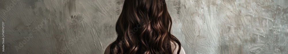 Woman With Long Hair Standing by Wall Woman With Long Hair Standing by Wall