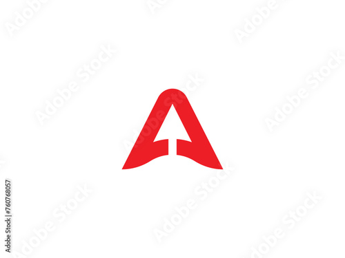 A logo. A letter. Initial letter A linked arrow logo. A design. Red color A letter. A letter logo design.  photo