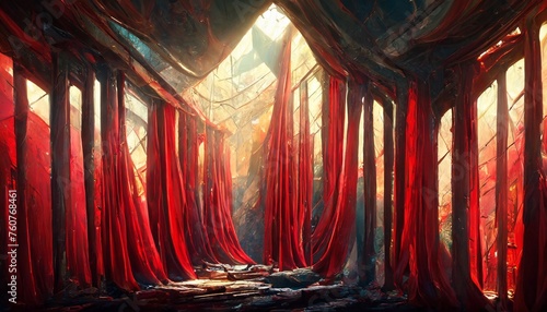 red curtain and curtains