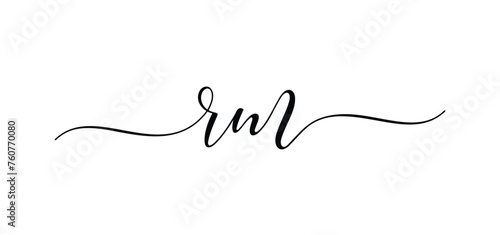 Letter RM Initial Icon Logo Typography. Hand drawn modern vector calligraphy with brush stroke. Simple inscription with swashes wavy line lettering text. Wedding card Initials template