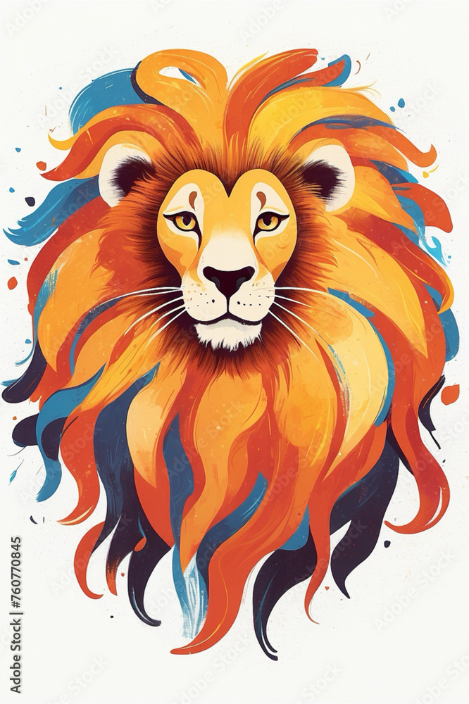 Colorful Lion Face